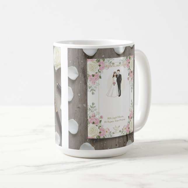 Custom Bride and Groom Illustration Coffee Mug (Front Right)
