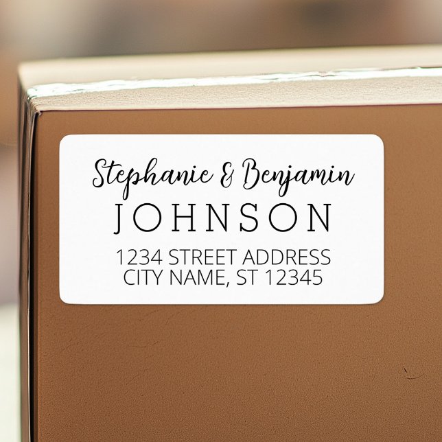 Custom Bride Groom Modern Script Return Address Label (Custom Shipping Label with Return Address)