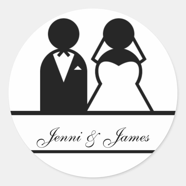 Custom Bride Groom Names Wedding Favour Stickers (Front)