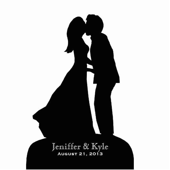 Custom Bride & Groom Silhouette Kissing Wedding Standing Photo Sculpture (Front)