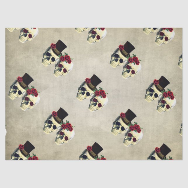 Custom Bride & Groom Skull Wedding Gift Tissue Paper (Front)