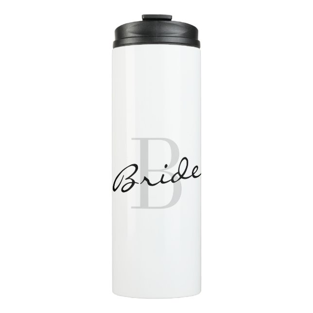 Custom BRIDE monogram thermal tumbler travel mug (Front)