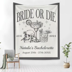 Custom Bride Or Die Bachelorette Cocktail Party Tapestry