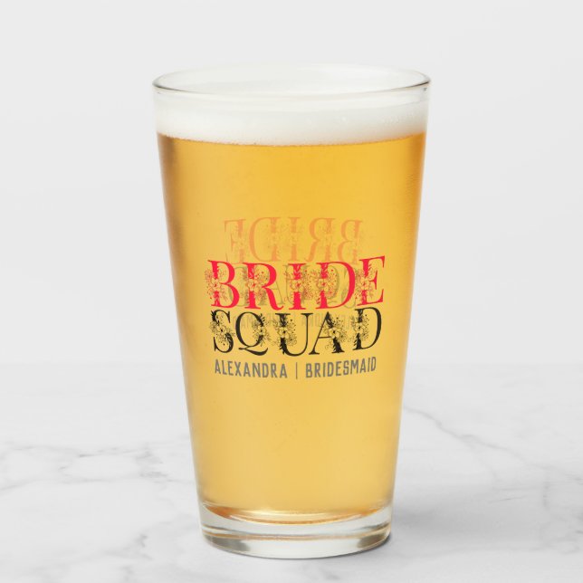 Custom Bride Squad Floral Glass (Front Filled)