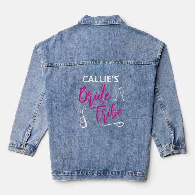 Custom Bride Tribe Bachelorette Party  Denim Jacket (Back)