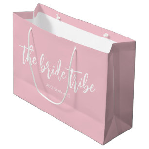 Custom Bride Tribe Blush Pink Wedding  Large Gift Bag