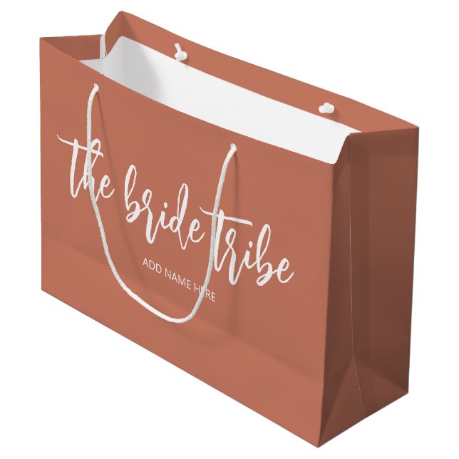 Custom Bride Tribe Terracotta Wedding  Large Gift Bag (Front Angled)