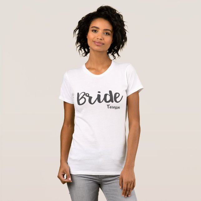 Custom Bride Wedding Party and Shower T-Shirt (Front Full)