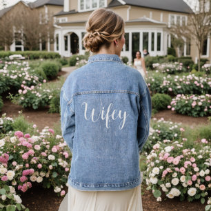 Custom bride wifey modern and stylish denim jacket