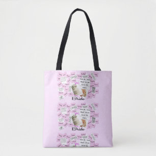 Custom Bride's Pink & White Wedding Tote Bag