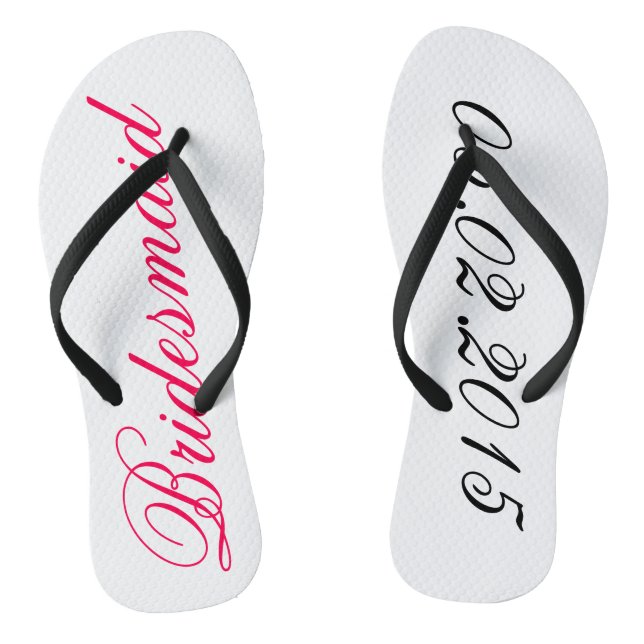 Custom Bridesmaid add your own wedding date gift Flip Flops (Footbed)