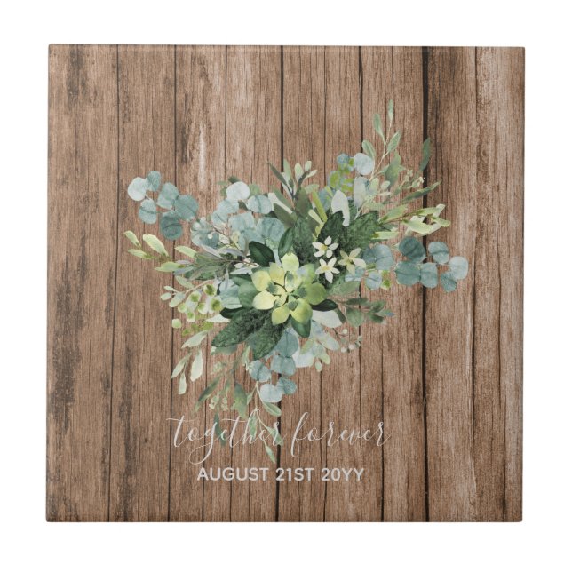 Custom Bridesmaid Bridal Party Gifts Greenery  Tile (Front)