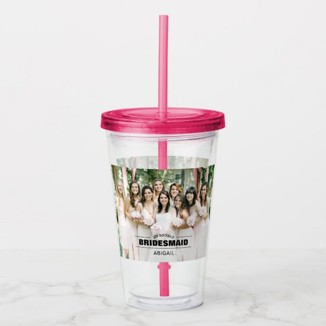 Custom Bridesmaid Bridal Photo Acrylic Tumbler (Front)