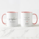 Custom Bridesmaid I can't say I do without You Mug<br><div class="desc">Delight your bridesmaids with the Bridesmaid Name "I Can't Say I Do Without You" Coffee Mug, a perfect addition to your bridesmaid proposal package. This personalised mug showcases an elegant script font that beautifully displays your friend's name, accompanied by modern typography for the title "bridesmaid." Pink tone mug (see other...</div>