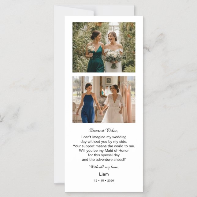 Custom Bridesmaid Proposal Photo Strip Card (Front)