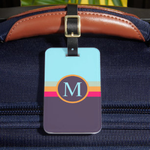Custom Bright Blue Orange Pink Purple Colour Block Luggage Tag