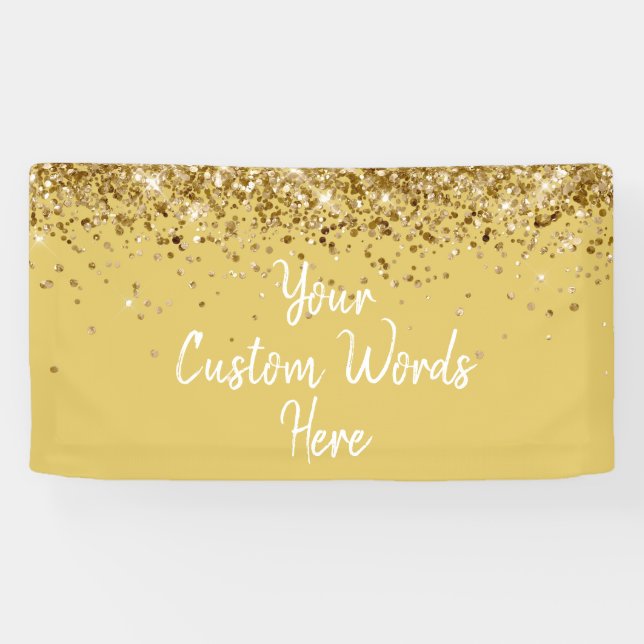 Custom Bright Gold Birthday Party Photo Booth Prop Banner (Horizontal)