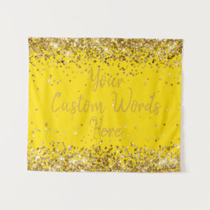 Custom Bright Gold Birthday Party Photo Booth Prop Tapestry
