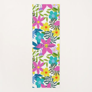 Custom bright modern tropical floral Yoga Mat