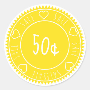 Custom Bright Neon Yellow Sale Price Classic Round Sticker