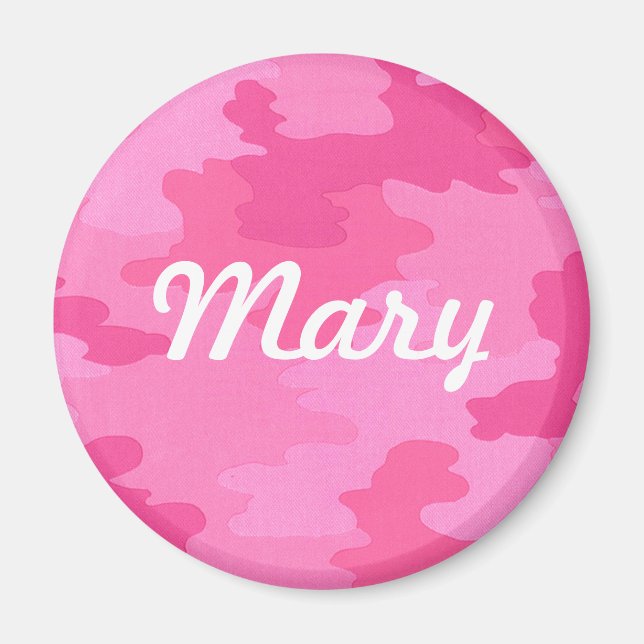 Custom Bright Pink Camouflage Magnet (Front)