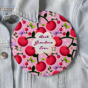 Custom Bright Pink Floral Cherry Pattern gift 6 Cm Round Badge