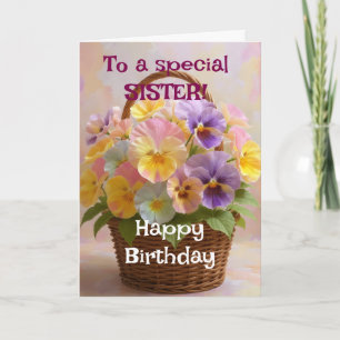 Custom Bright Pink Lilies Happy Birthday Sister Card