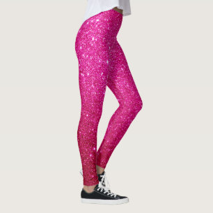 Custom Bright Pink Magenta Glitter Leggings