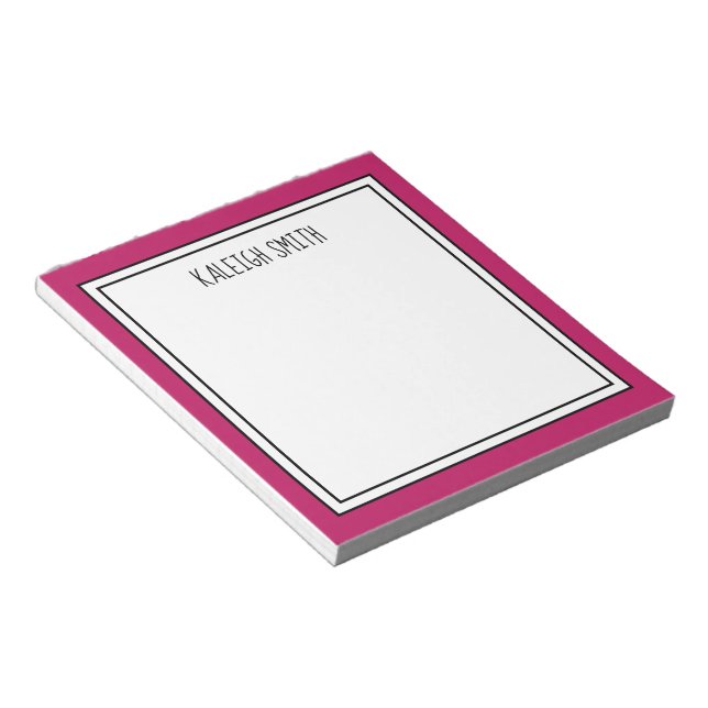 Custom Bright Pink White Editable Colour Notepad (Angled)
