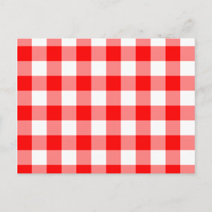 Custom Bright Red Gingham Postcard