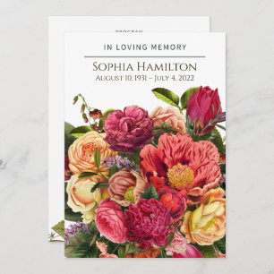 Custom Bright Watercolor Floral Funeral Program Programme