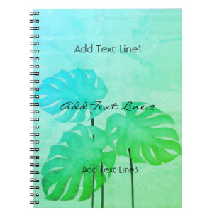Custom Bright Watercolor Leaf Mint Green Notebook