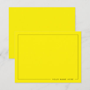 Custom Bright Yellow Flat Note Card with Name