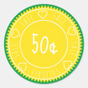 Custom Bright Yellow Green Sale Price Classic Round Sticker