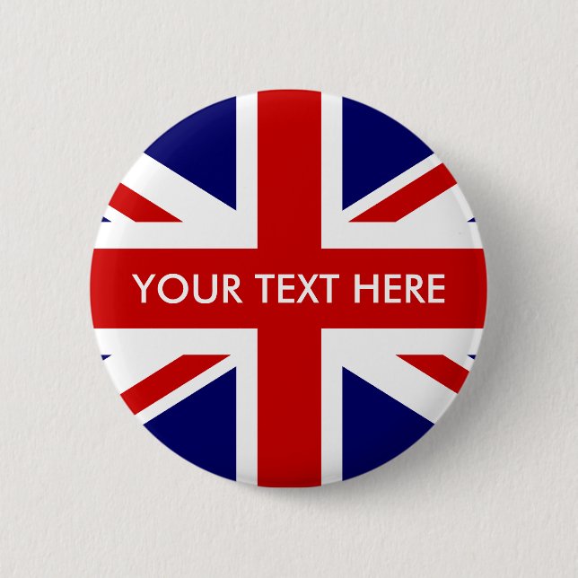 Custom British Union Jack badge pin buttons (Front)