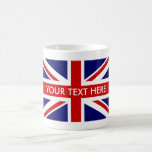 Custom British Union Jack flag coffee mugs<br><div class="desc">Custom British Union Jack flag coffee mugs. Make your own cup with personalised name, monogram, funny quote or saying. English pride design. UK United Kingdom, GB Great Britain. Also available as big oversized UnionJack mug or large travel to go mug for warm drinks like tea and chocolate milk. Cute Birthday...</div>