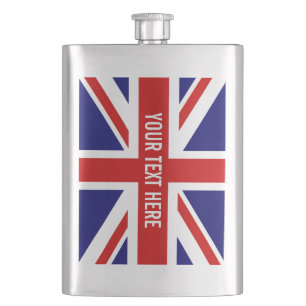 Custom British Union Jack flag steel drink flask
