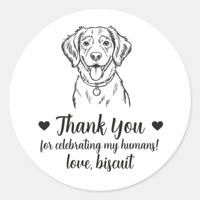 Custom Brittany Spaniel Dog Wedding Favour Sticker (Front)
