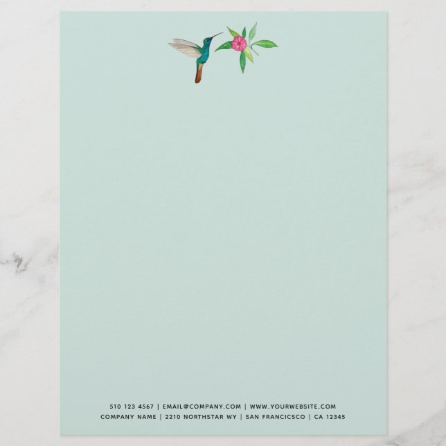 Custom Broad-billed Hummingbird  Letterhead (Front)