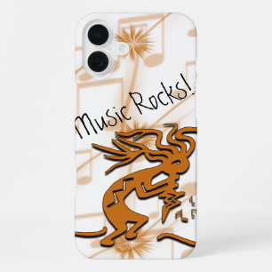 Custom Bronze Kokopelli With Musical Notes Artwork iPhone 16 Plus Case