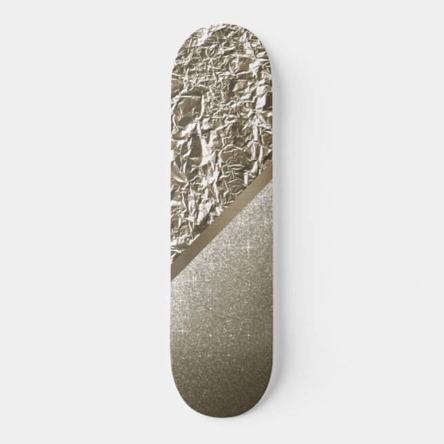 CUSTOM BRONZE METALLIC FOIL GLITTER SKATEBOARD (Front)