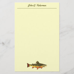 Custom Brook Trout Fly Fishing Angler's Stationery