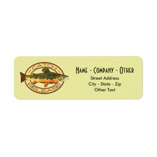 Custom Brook Trout Fly Fishing Catch & Release Return Address Label