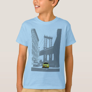 Custom Brooklyn Bridge Yellow Taxi New York Boys T-Shirt