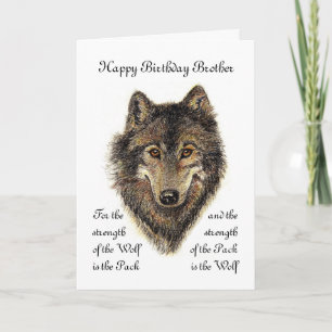 Custom Brother Birthday -Wolf and Pack Quote Card