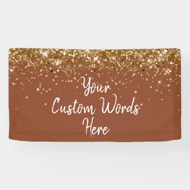 Custom Brown and Gold Birthday Party Photo Booth Banner (Horizontal)