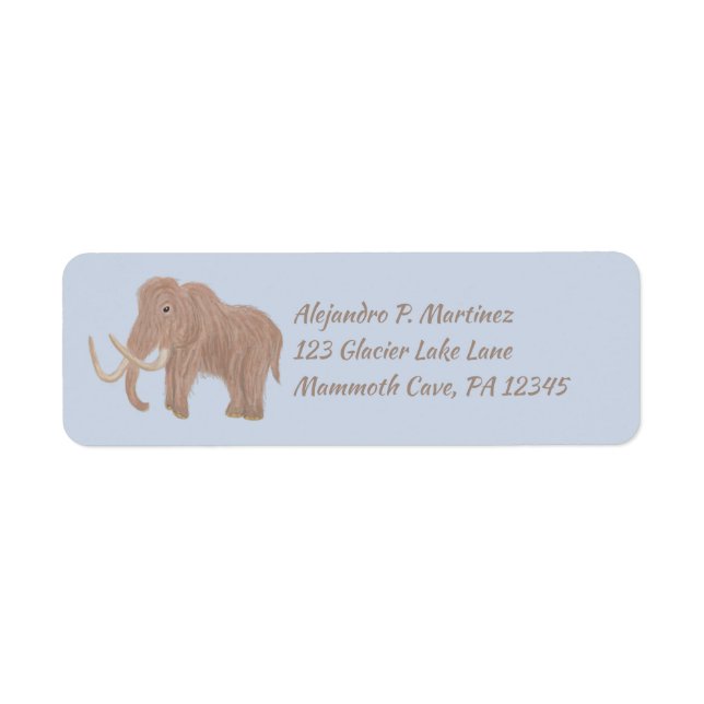 Custom Brown, Blue Woolly Mammoth Return Address (Front)