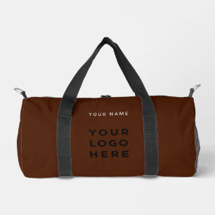Custom Brown Business Logo Name Instagram Fitness Duffle Bag