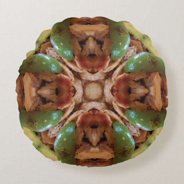 Custom Brown Designed Round Pillow (Front)