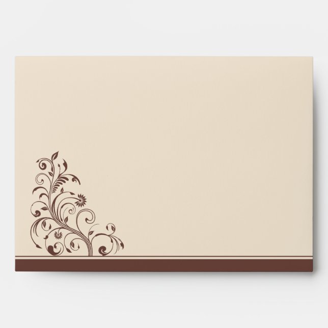 Custom Brown Floral Curls with Return Address Envelopes (Front)